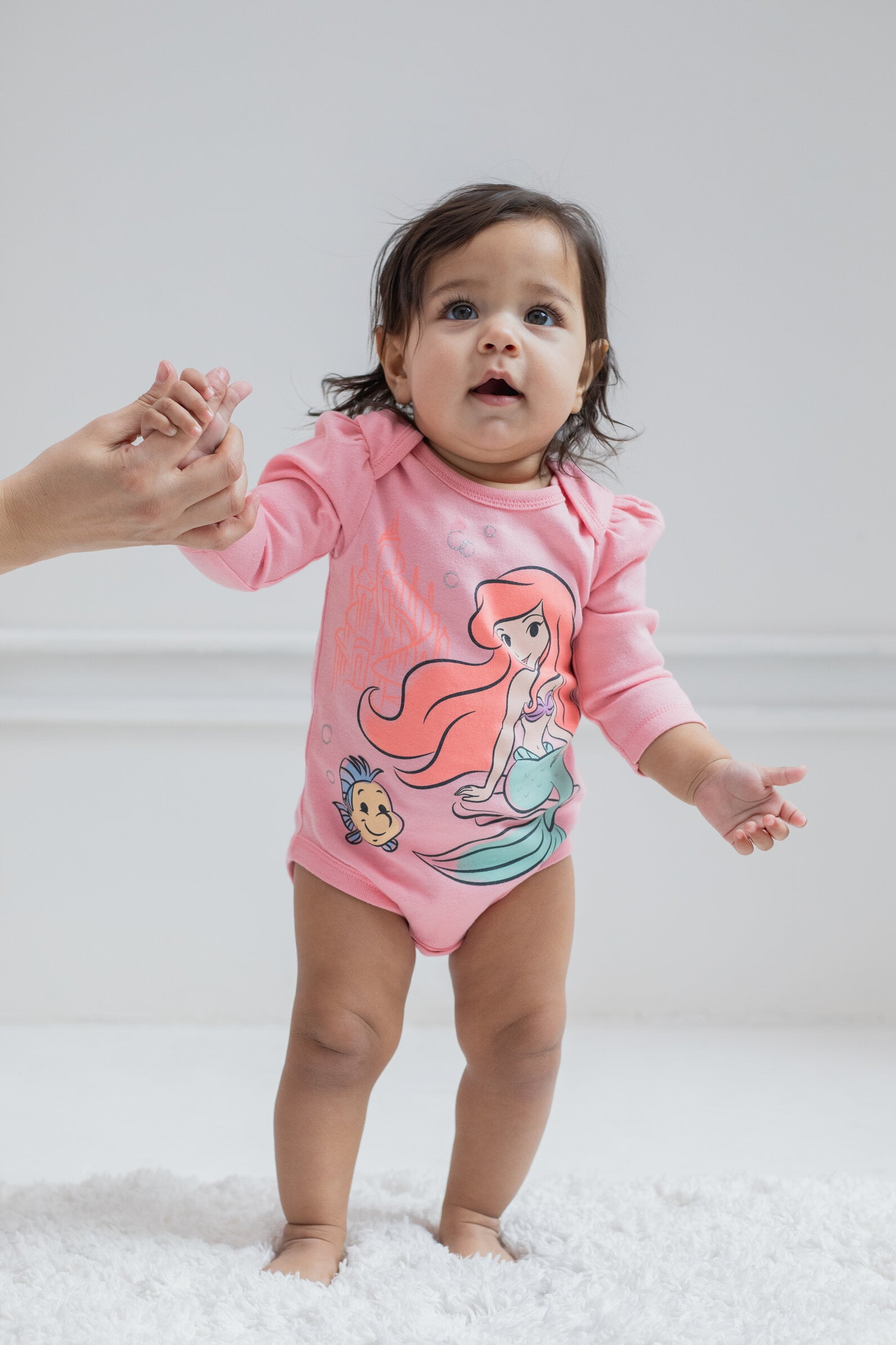Disney Princess Rapunzel Jasmine Belle Newborn Baby Girls 5 Pack Bodysuits Newborn to Infant