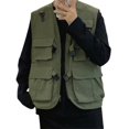 thumbnail image 1 of Multi Pockets Buckles Closure Tooling Vest Sleeveless Outdoor Cargo Waistcoat, 1 of 5