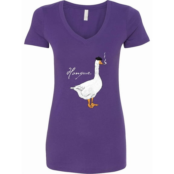 Inktastic French Goose Says Honque Women's V-Neck T-Shirt
