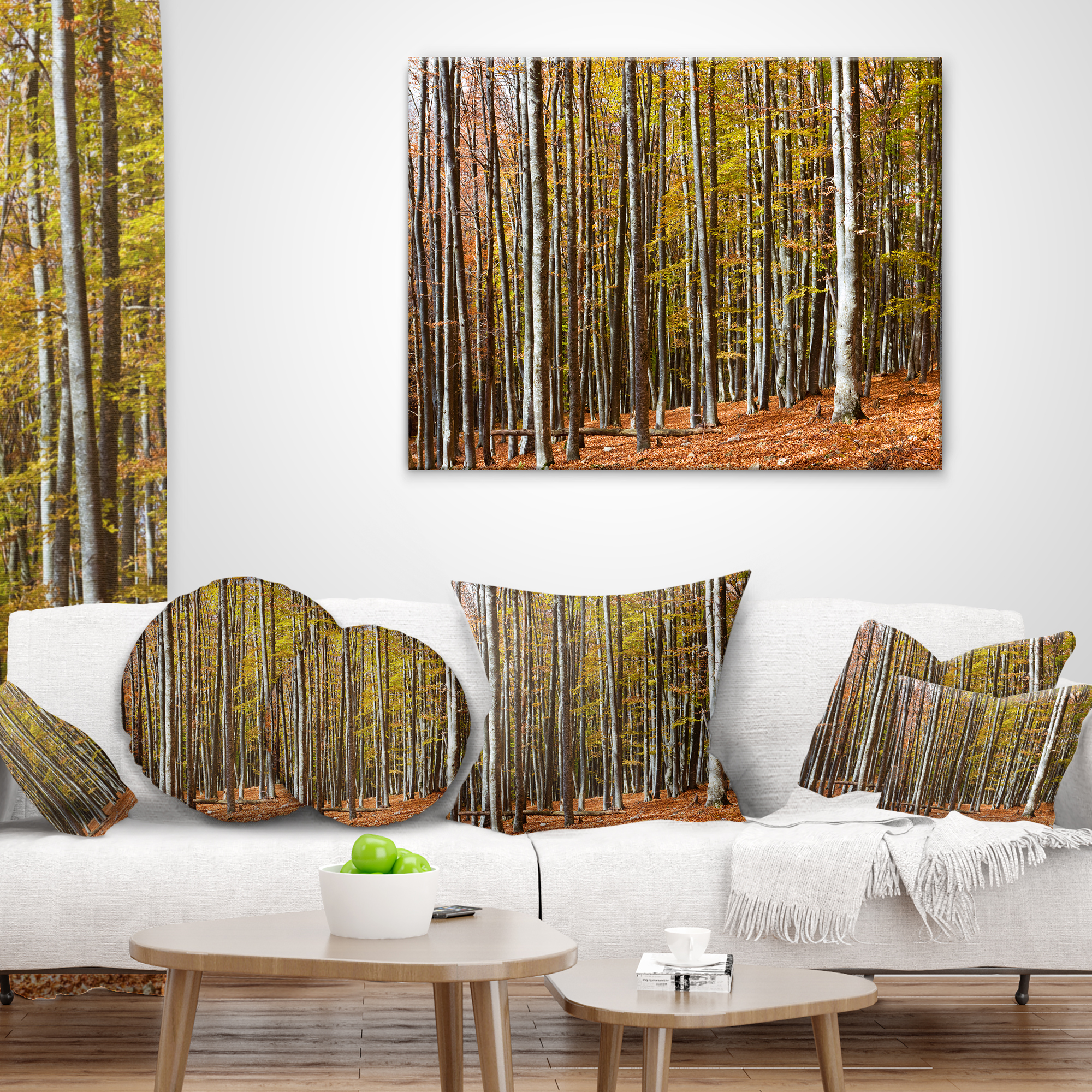 Designart Bright Day in Thick Forest - Modern Forest Throw Pillow - 18x18