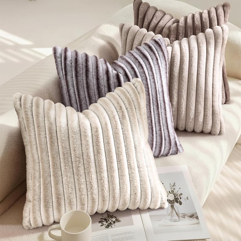 decorUhome 18x18 Faux Fur Throw Pillow Covers, Set of 2 photo 5