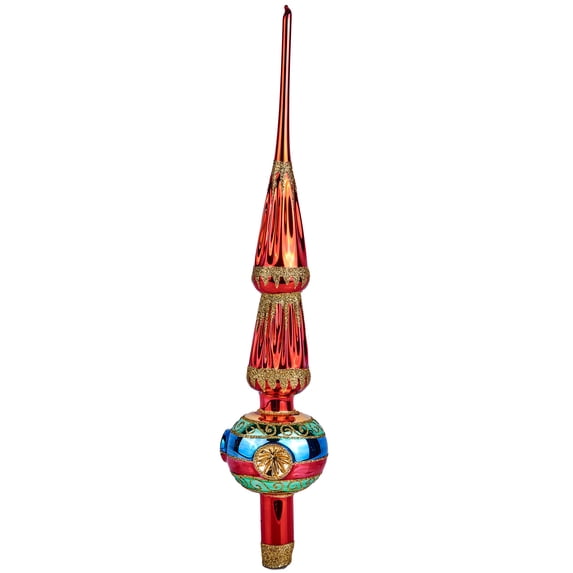 13-inch Glass Hand-Painted Christmas Tree Topper Ornaments for Xmas Decoration Retro Antique Holiday Ornament Present for Xmas Trees