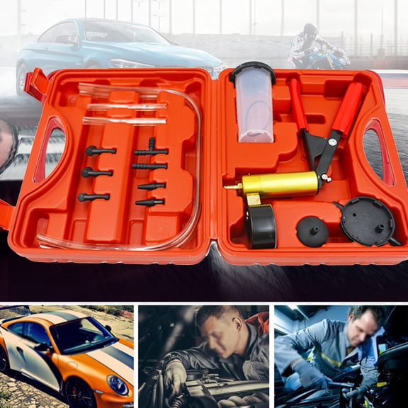 11Pcs Hand-Operating Vacuum Pump Brake Bleeder Machine Bleeding Tester Tool Set