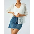 thumbnail image 3 of Women's Casual Lace Crochet Cardigan Short Sleeve Lace Patchwork Sheer Cover Up Jacket Open Front Bolero Shrugs, 3 of 6