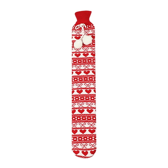 Giunmcul Long Hot Water Bottle 52 cm Knitted Cover 2 L Rubber Soft Fabric Bed Waist Back Hand Warmer Safe Explosion Proof Comfort