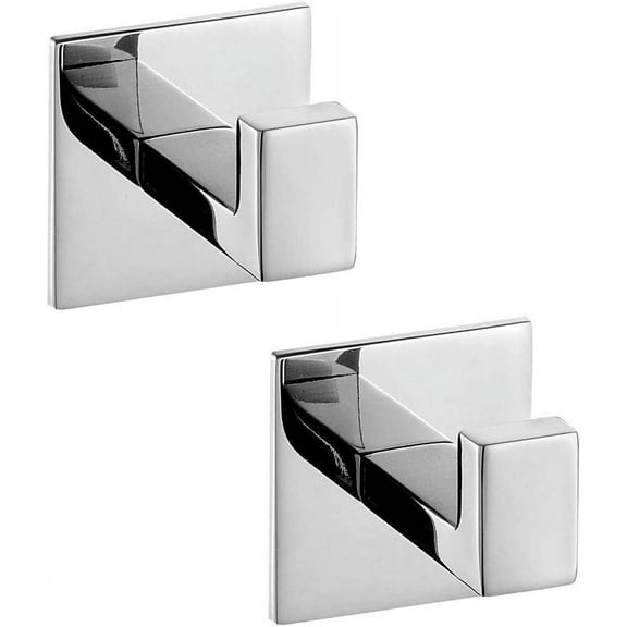 Towel Hooks for Clothes Closet Sponges Robe Hook Self Adhesive (No Drilling), Coat Hook for Bathroom Kitchen Hotel Garage 304 Stainless Steel Door Hanger Wall Mounted 2 Pack Chrome