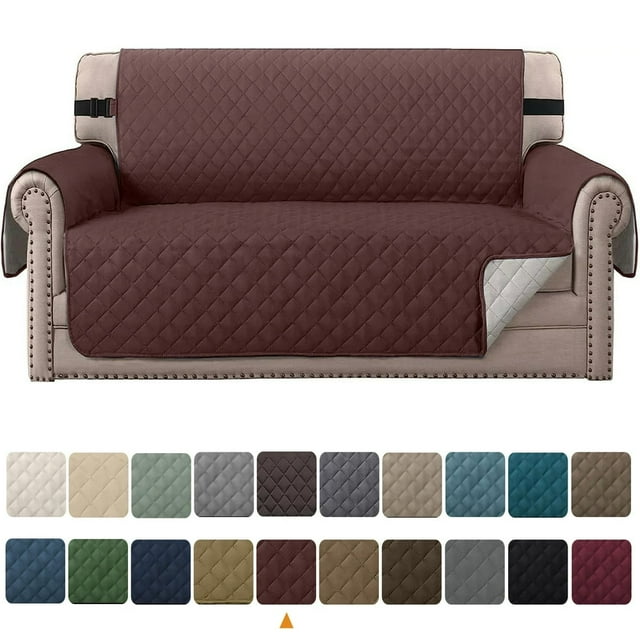 JUNWELL 100% Waterproof Sofa Cover Machine Washable Couch Cover Non Slip Furniture Protector Slipcover for Dogs Children Pets Oversized Sofa Brown