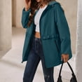 thumbnail image 4 of Dvprdro Women Water Resistant Zip Up Hooded Jacket Long Sleeve Ruffle Drawstring Waist Versatile Casual Outerwear with Zipper Side Pockets for Daily Outdoor Spring Autumn Wear, 4 of 8