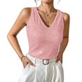 thumbnail image 3 of LWavelet Sequin V-Neck Sleeveless Tank Top Women Glitzy Party Night Out Trendy Tops Pink M, 3 of 4