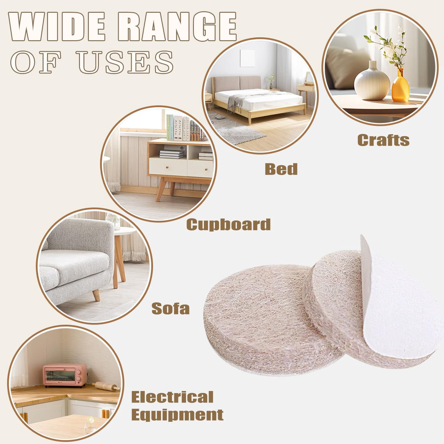 Felt Furniture Pads For Hardwood Floors -24 2.5" Chair  Floor Protectors Beige