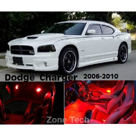 Zone Tech Dodge Charger 2006 2010 Red Led Interior Light Kit 5 Pieces