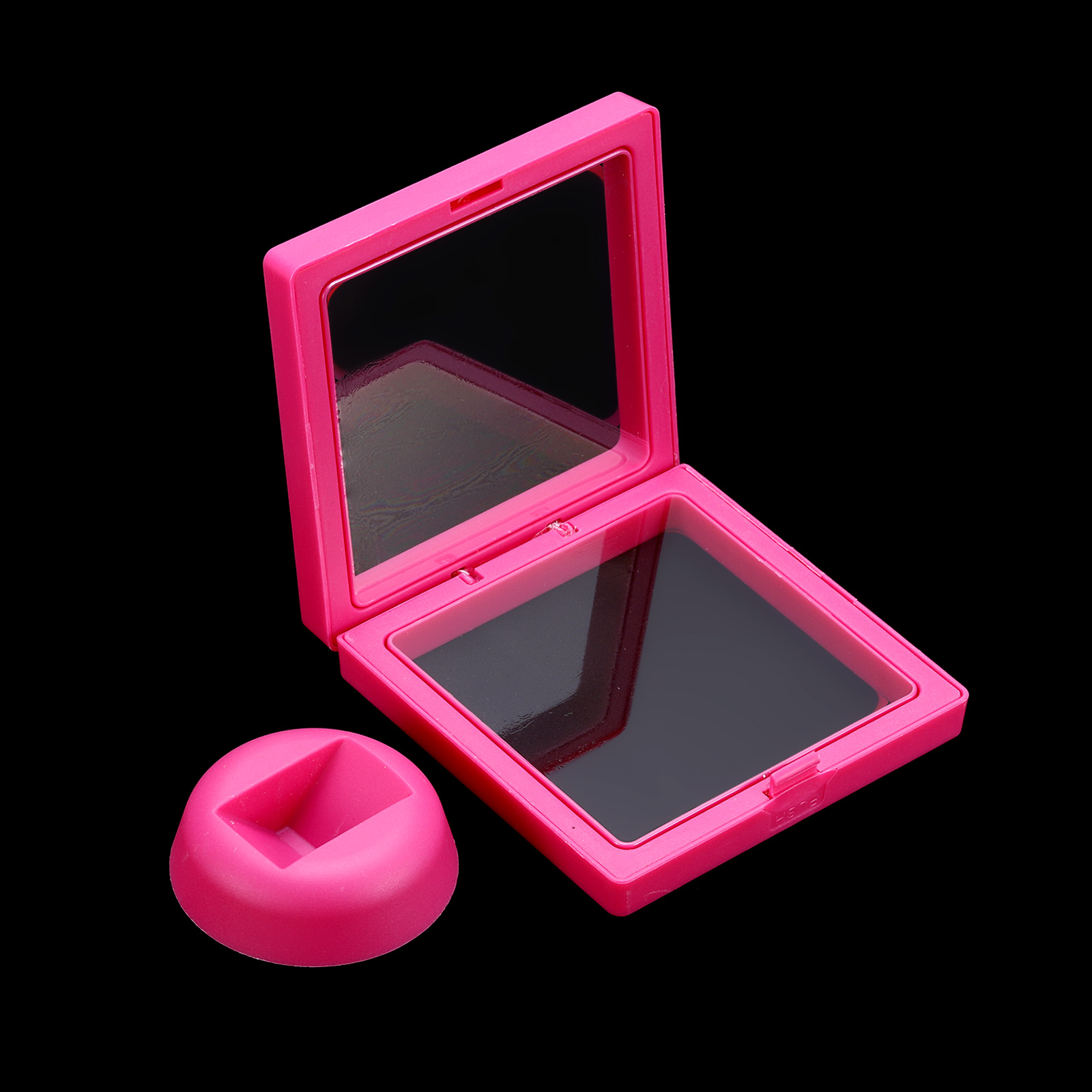 Unique Bargains 4Pcs Floating Frame Display Holder Stand 3.54" x 3.54" x 0.8" Red