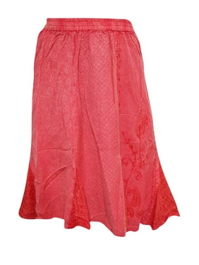 Mogul Women's Skirt Pink Embroidered Rayon Skirts