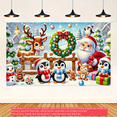 thumbnail image 4 of 1 2D FLAT holiday party decoration banner, Santa Claus and snowman pattern background cloth, Christmas party decoration photography background banner arrangement, holiday party group photo background, 4 of 5
