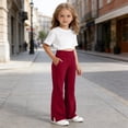 thumbnail image 2 of Ticikt Girls High Waisted Uniform Pants Kids Wide Leg Dress Pants Casual Trousers with Pockets, 2 of 4