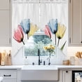 thumbnail image 4 of Tulips Swag Valances for Windows 2 Pack Colorful Floral Abstract Flowers Spring Summer Swag Kitchen Curtains 45 Inches Long Rod Pocket Short Window Treatment for Kitchen Bathroom 36"x45", 4 of 8