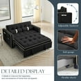 thumbnail image 5 of Muumblus Small Foldable Loveseat, 2 Seater Convertible Futon Sofa Bed, Adjustable Backrest, Velvet Couch, Black, 5 of 12