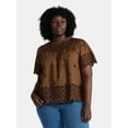 thumbnail image 2 of Time and Tru Women's Cotton Eyelet Top with Short Sleeves, Sizes XS-XXXL, 2 of 6
