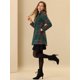 thumbnail image 3 of Gabardina de invierno de manga larga con solapa de un solo pecho a cuadros Vintage para mujer Verde L, 3 of 5