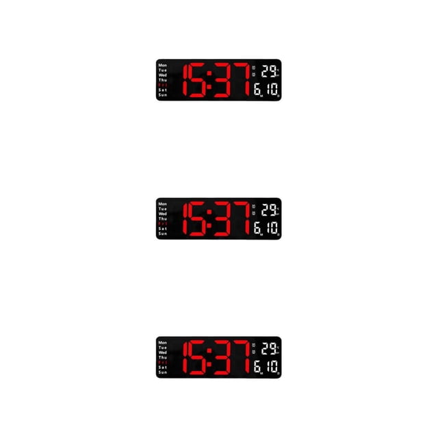 Guardoinrt 1/2/3 Horloge Murale Numérique Moderne avec Luminosité Réglable et Calendrier de Table de Nuit Rouge 3 Pcs