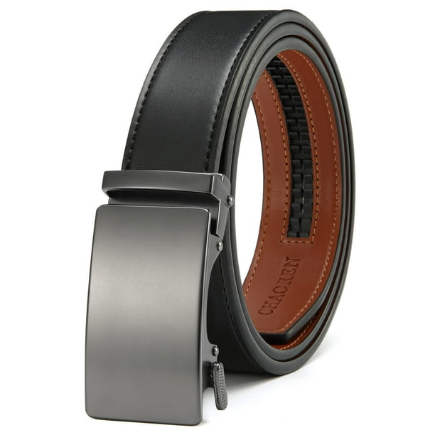 Cinturón de piel con trinquete CHAOREN para hombre, ajuste personalizable