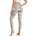 thumbnail image 2 of SCRAWLGOD Rainbow Print Elastic Capri Leggings for Women, High Waist Non-See-Through Yoga Leggings with Pockets, Lightweight Breathable Tummy Control Capri Tights, S, 2 of 7