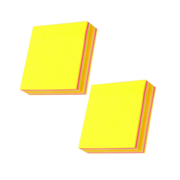 Fluorescent Color Sticky Notes - 2PCS, 100 Sheets/Pad Tearable Adhesive Memo, Colorful