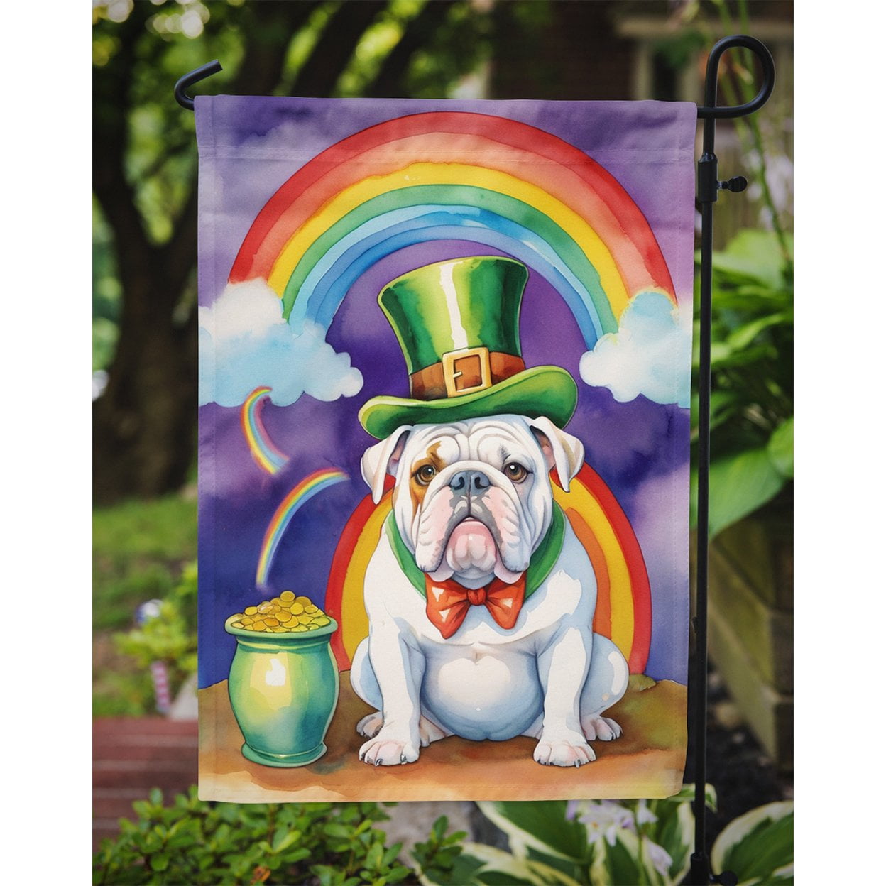 English Bulldog St Patrick's Day Garden Flag 11.25 in x 15.5 in