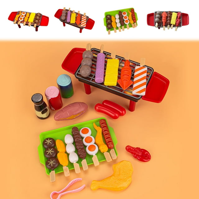 Viflosae Boys Kitchen Toys Children's Barbecue and Cooking Games Barbecue Kitchen Cooking Games Tableware Toys Girls Boys Children Pretend To Barbecue Accessories Set