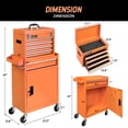 thumbnail image 7 of SEKAM 2-in-1 Rolling Tool Chest Cabinet, 5-Drawer Tool Box Combo With Wheels, Locking Door, Side Tray and Hooks, Orange, 7 of 7