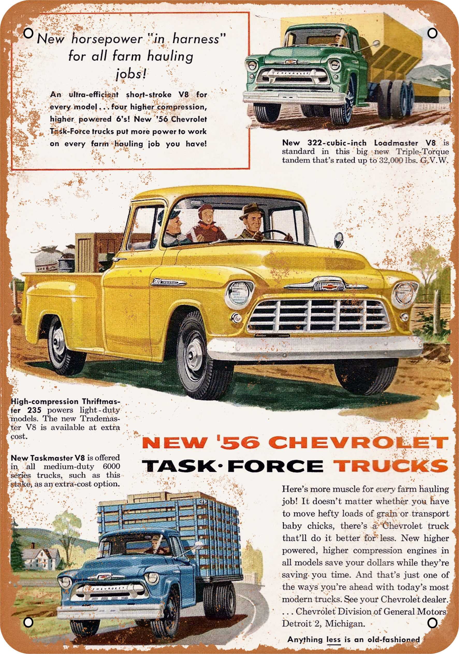 Vintage Chevrolet Trucks Magazine Ads Design Wall Decoration Man Cave Poster 