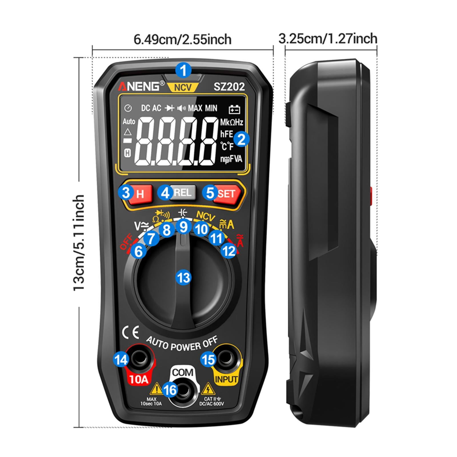 Miulika Digital Multimeter Handheld Multi Tester Lightweight Multipurpose 4000 Counts with Ncv Function Voltage Tester for Automotive Black