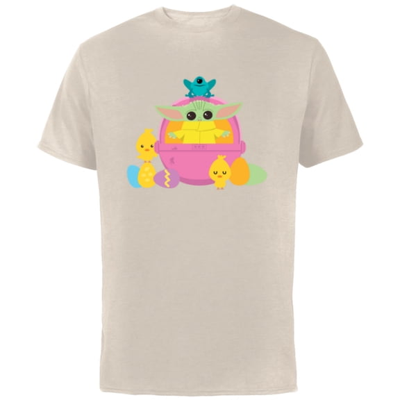 Star Wars The Mandalorian The Child Happy Easter - Short Sleeve Cotton T-Shirt for Adults - Customized-Natural