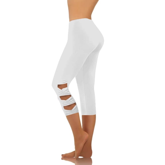 Gamivast Capri Leggings for Women Tummy Control Cutout Stretchy Yoga Legging Athletic High Waisted Breathable Tights Casual Summer Workout Pants