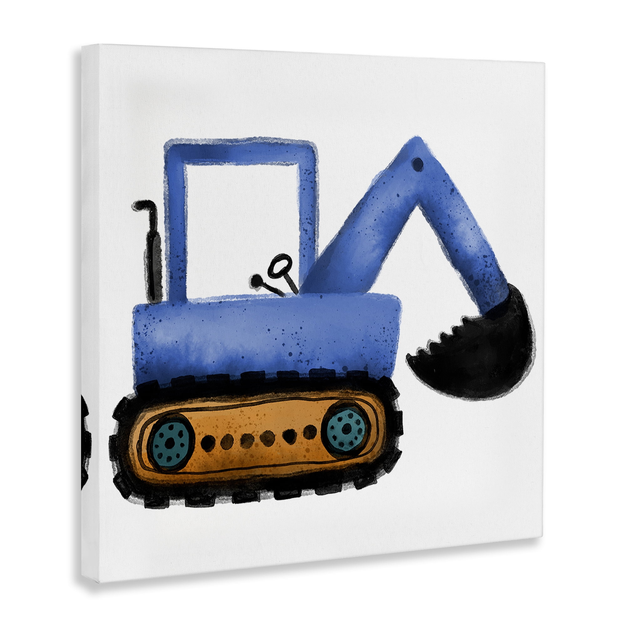 Stupell Industries Blue Simple Bulldozer Transportation Painting Wrapped Canvas Art Print Wall Art, 24 x 24