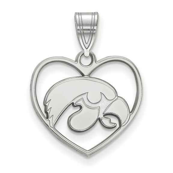Women's Iowa Hawkeyes Sterling Silver Logo Heart Pendant