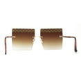 thumbnail image 4 of Rhinestone Argyle Pattern Jewel Rimless Oversize Rectangle Sunglasses Gold Brown, 4 of 4