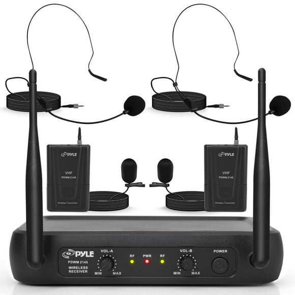 Sistema de micrófono inalámbrico Pyle PDWM2145 con 2 Lavalier y 2 auriculares