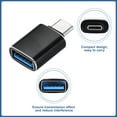 thumbnail image 3 of 3 Pcs Adaptador USB, Adaptador USB C a USB, Convertidor USB a USB C, Adaptador USB Tipo C, Adaptador USB C, Adaptador de cable USB a USB C para teléfono, laptop, coche, negro, 3 of 5