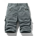 thumbnail image 3 of Men's Retro Vintage Cargo Shorts, Outdoor Work Short Pants with Multi-Pocket & Zipper Details, Durable Cotton Blend Casual Utility Shorts ,Gray 2XL, 3 of 4