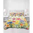 thumbnail image 3 of Yellow Plaid Tulip Queen Size Down Alternative Comforter, Lightweight Comforter Quilt Bedding Set with Pillow Shams Spring Floral Watercolor Botanical All Seasons Bed Comforter Duvet Insert 90"x96", 3 of 7