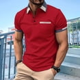 thumbnail image 1 of Playera Elvqul Caballero Rojo Economicas Liso Manga Corta Solapa Botones, 1 of 3