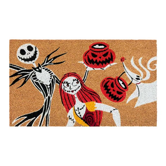 FlareFable The Nightmare Before Christmas Coir Mat, Character Jack & Sally Pumpkin Coir Mat, Lovely Carpet Halloween Christmas Decoration for Front Door Yard (18×30)