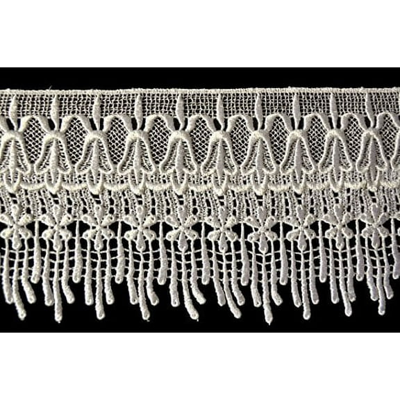 Altotux 5.75" White or Ivory Venise Vintage Victorian Floral Lace Trim By Yard (Ivory)