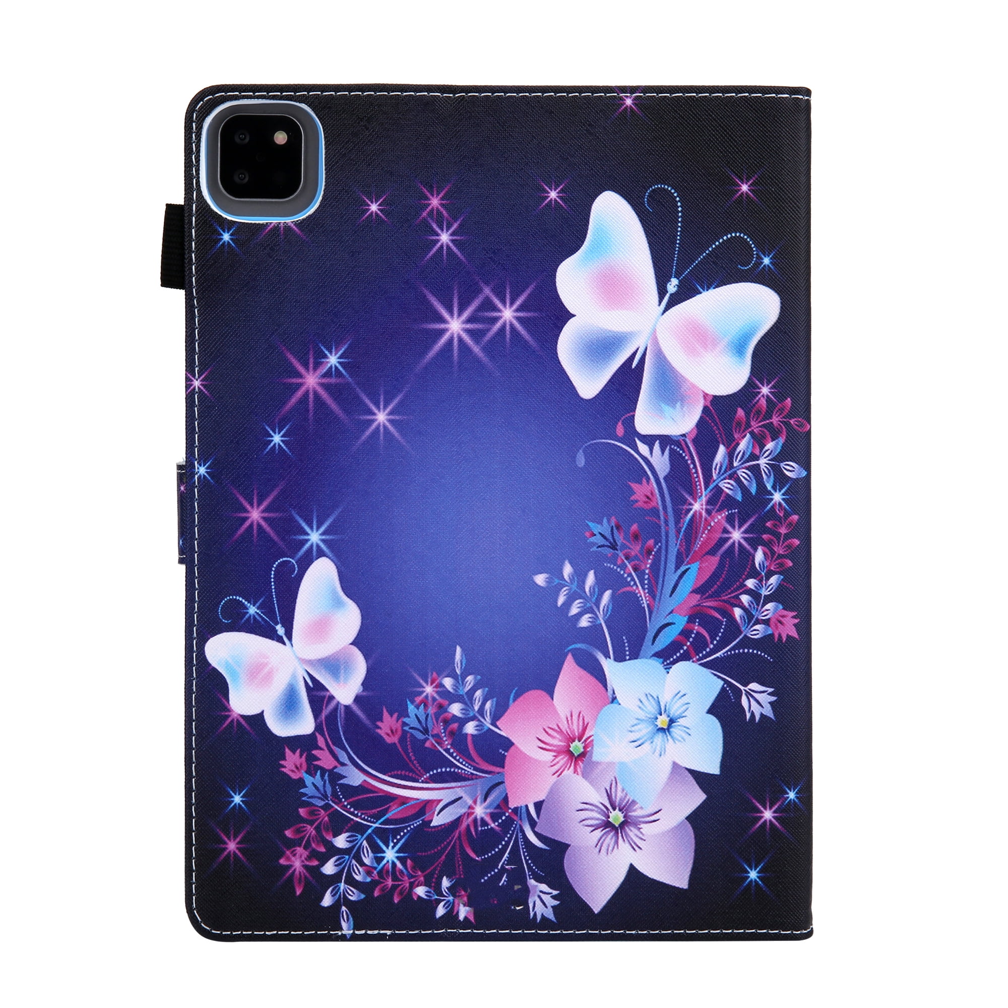 Allytechgroup 2024 iPad Pro 11" M4 Flip Case Cover - Premium Shockproof Stand with Pencil Holder Auto Sleep/Wake Function Protective Bumper Case for Apple iPad Pro 11 Inch M4 2024, Purple Butterfly