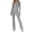Gray, variant on Women's 2 Piece Ribbed Knit Outfit,Zip Up Hooded Long Sleeve Jacket & High Waist Flare Pants,Slim Casual Fall Winter Tracksuit Set for Women,Beige Women's S-XL