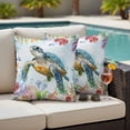thumbnail image 5 of Outdoor Pillow Covers Pack of 2, Sea ​​turtle Ocean Coral Starfish Shell Waterproof Throw Pillowcase Cushion Cases, Summer Blue Ocean Decorative Pillow Cover for Couch Sofa Home Bed Patio, 5 of 9