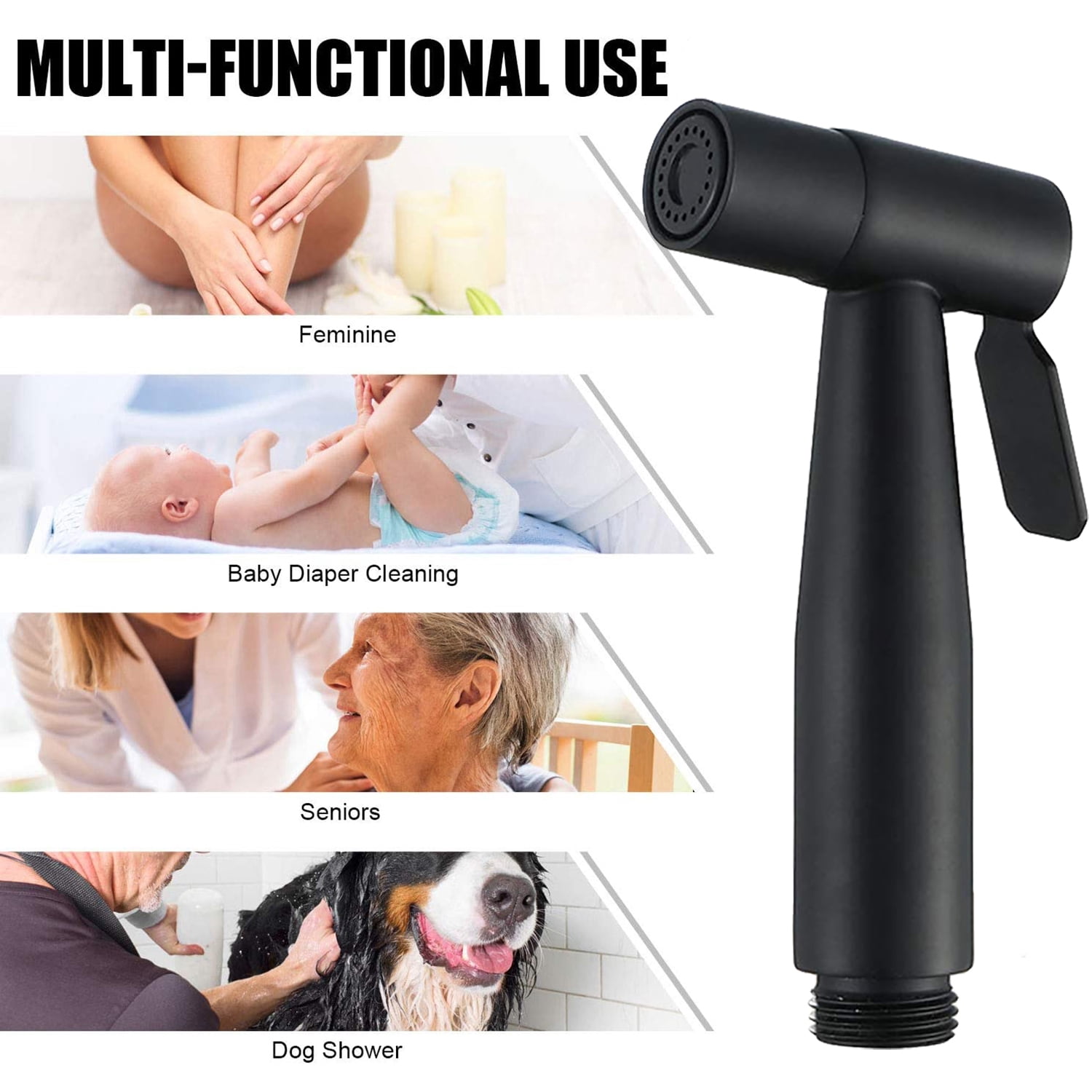 Single-Handle Bidet Faucet with Bidet Sprayer Easy-to-Install Bidet Attachment for Toilet in Black