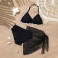 thumbnail image 2 of Tisuna Swimwear For Girls Solid Color Bikini Tops And Bottom Set With Cover Up Skirt Three Piece Summer Beachwear Fashion Comfort Fit Little Girls Seaside Bathing Suit Black Size 8-9 Years, 2 of 4