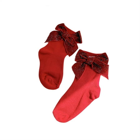 

Ma&Baby Toddler Kids Baby Girls Socks Cute Shiny Sequins Flannel Bowknot Socks Children Autumn Winter Socks 0-8 Years